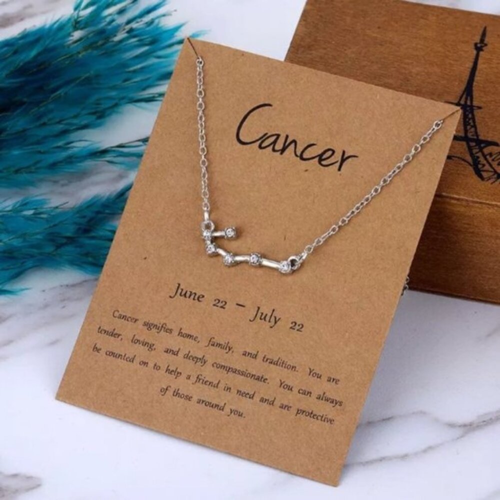 🎉 New Cancer Zodiac Sign Silver Plated Necklace